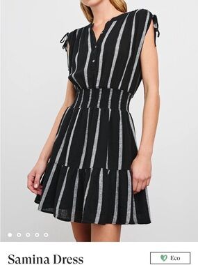 Rails Samina Dress Ash Leno Stripe Dress Cotton Linen Blend Medium